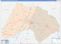Rocky Mount Metro Area Wall Map Color Cast Style 2024